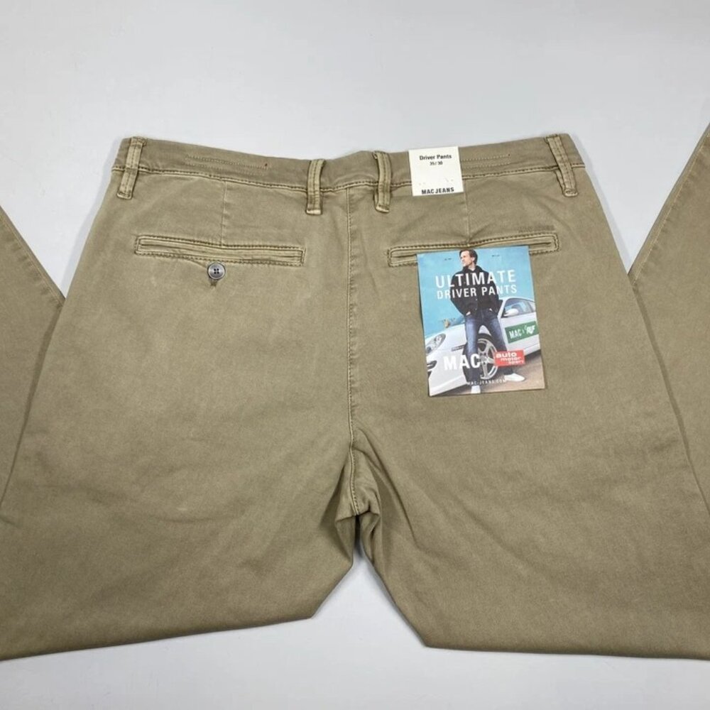 NEW MAC JEANS Men's Flex Ultimate Driver Chino Pants Size 35x30 – Beige Slim Fit - Picture 4 of 10